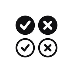 Check marks icon vector. True or False sign. Yes or No symbol
