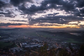 Fototapeta na wymiar Colorful sunset panorama in Slovenia