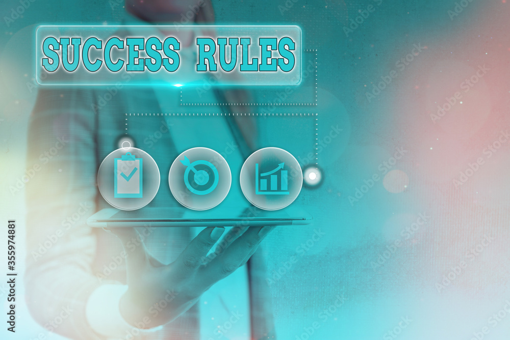 Poster text sign showing success rules. business photo text established ways of setting goals making it eas