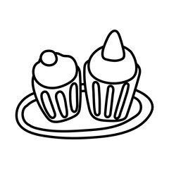 sweet cupcakes line style icon