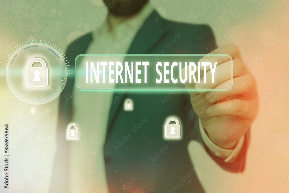 Poster handwriting text writing internet security. conceptual photo process to protect against attacks over