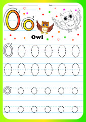 Writing practice letter -  printable worksheet for preschool / kindergarten kids to improve basic writing skills