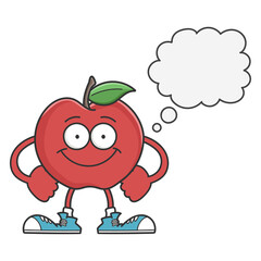 Red smiling apple cartoon character