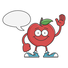 Red smiling apple cartoon character