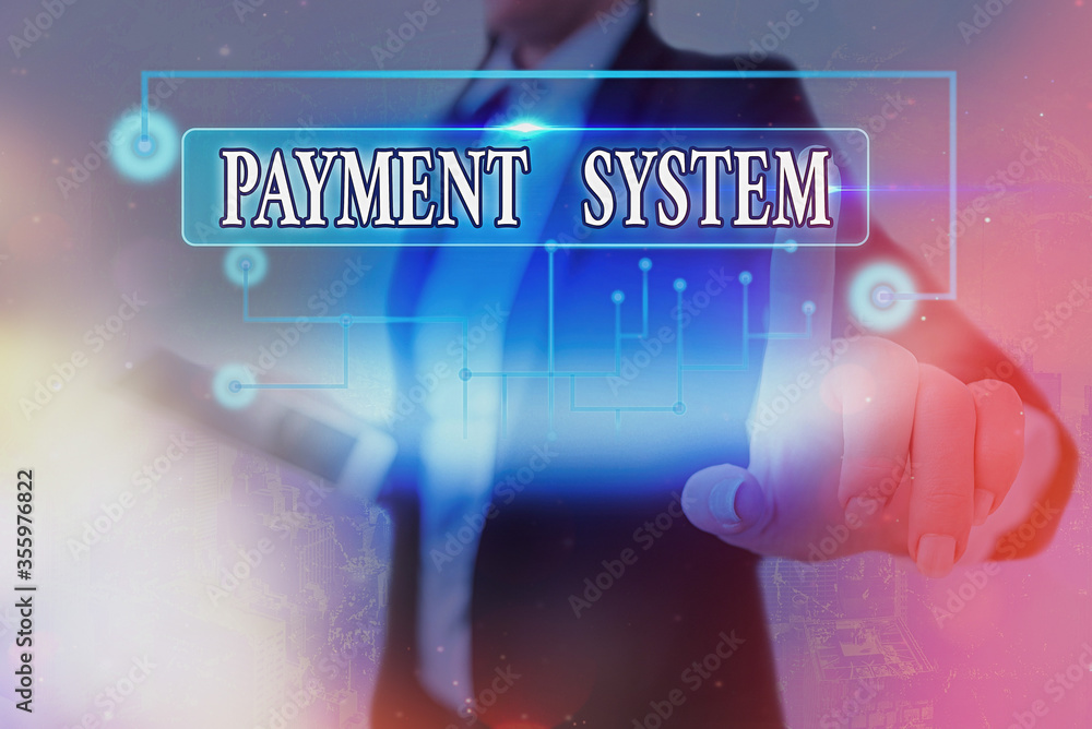 Poster text sign showing payment system. business photo text different transaction method allowing the tran