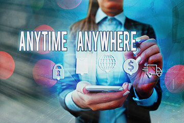 Handwriting text writing Anytime Anywhere. Conceptual photo obtainable goal when working together...