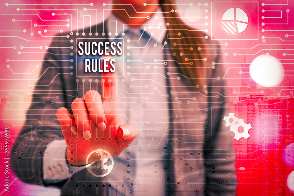 Aufkleber text sign showing success rules. business photo text established ways of setting goals making it eas