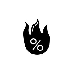 Fire, percent icon. Simple vector black friday icons for ui and ux, website or mobile application
