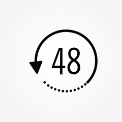 48h icon. Flat vector illustration in black on white background.