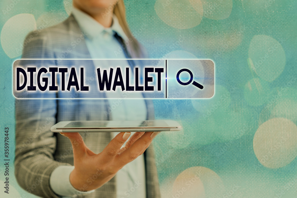 Poster text sign showing digital wallet. business photo text a financial account that allows creating an on