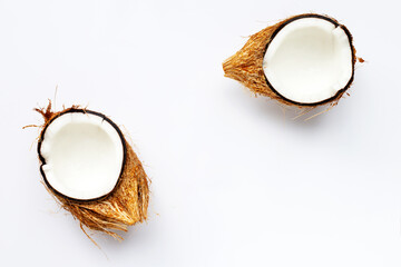 Coconuts on white background.
