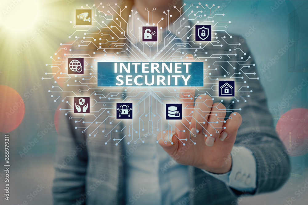 Poster handwriting text writing internet security. conceptual photo process to protect against attacks over