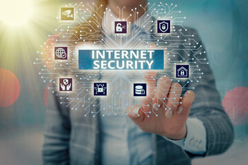 Handwriting text writing Internet Security. Conceptual photo process to protect against attacks over the Internet