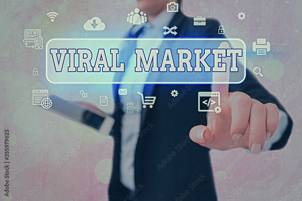 Poster conceptual hand writing showing viral market. concept meaning network passing and spreading message 