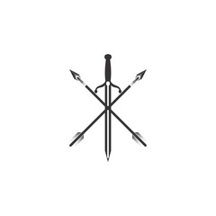 Sword with arrow logo design vector