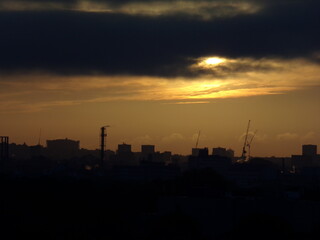 sunset over the city
