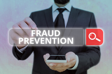 Handwriting text Fraud Prevention. Conceptual photo to secure the enterprise and its processes...