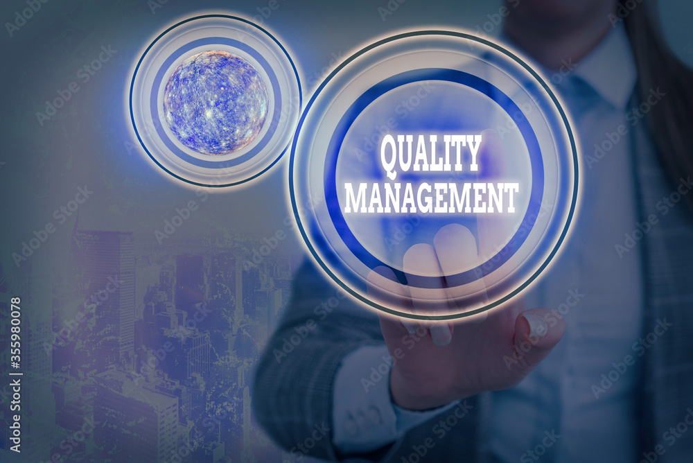Poster text sign showing quality management. business photo text act of overseeing activities that must be 