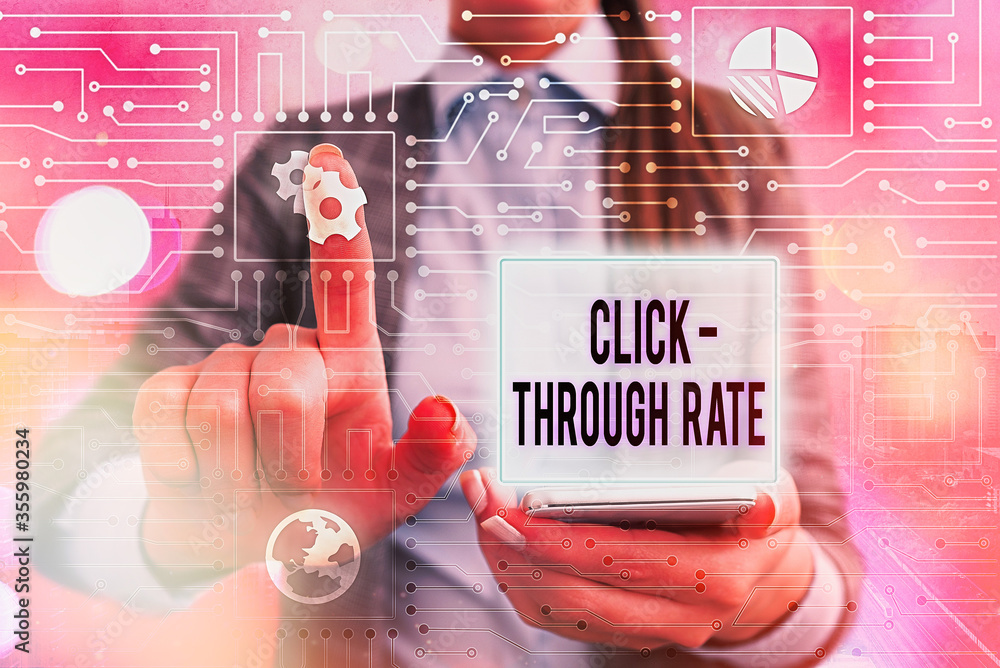 Aufkleber handwriting text writing click through rate. conceptual photo number of clicks divide it by impressi