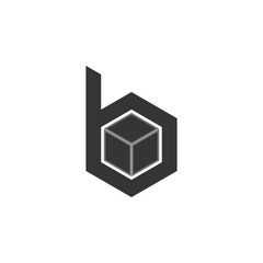 Obraz premium b letter with 3D box logo design vector