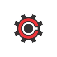 C letter with gear logo design vector