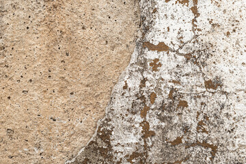 Old house wall falling apart texture background orange brown yellow white grunge space for text