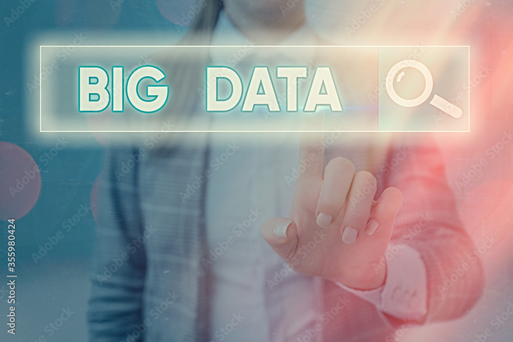 Poster word writing text big data. business photo showcasing dealing with the accessibility of extremely la