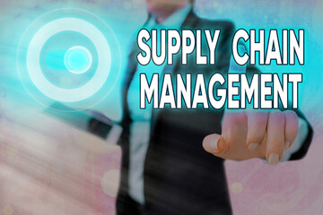 Conceptual hand writing showing Supply Chain Management. Concept meaning Aspects of modern smart company logistics processes