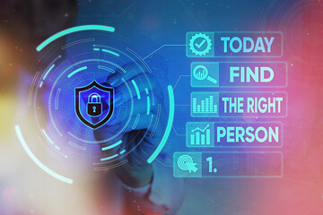 Writing note showing Find The Right an individual. Business concept for choosing perfect candidate for job or position