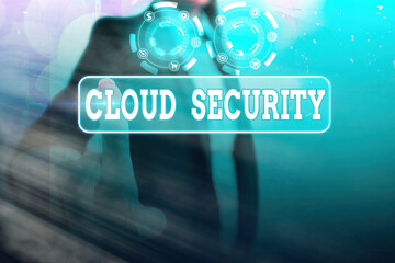 Conceptual hand writing showing Cloud Security. Concept meaning Imposing a secured system of...