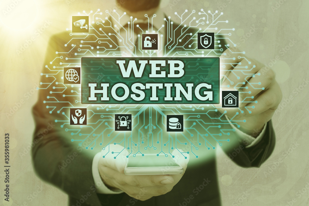 Poster handwriting text web hosting. conceptual photo business allowing access to a server to store data in