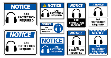 Notice Ear Protection Required Symbol Sign Isolate on transparent Background,Vector Illustration