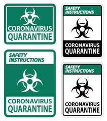 Safety Instructions Coronavirus Quarantine Sign Isolate On White Background,Vector Illustration EPS.10