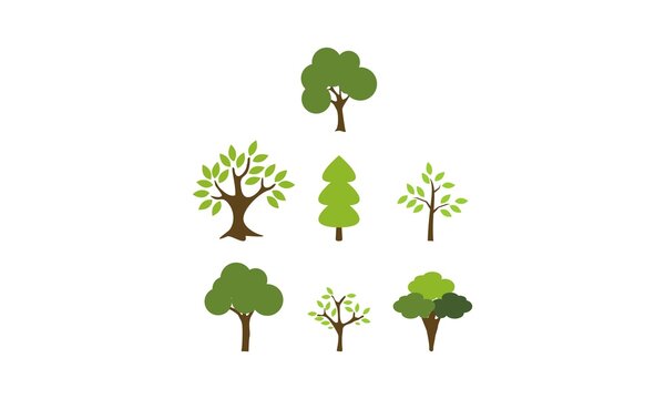 Tree with green leaf set illustration vector