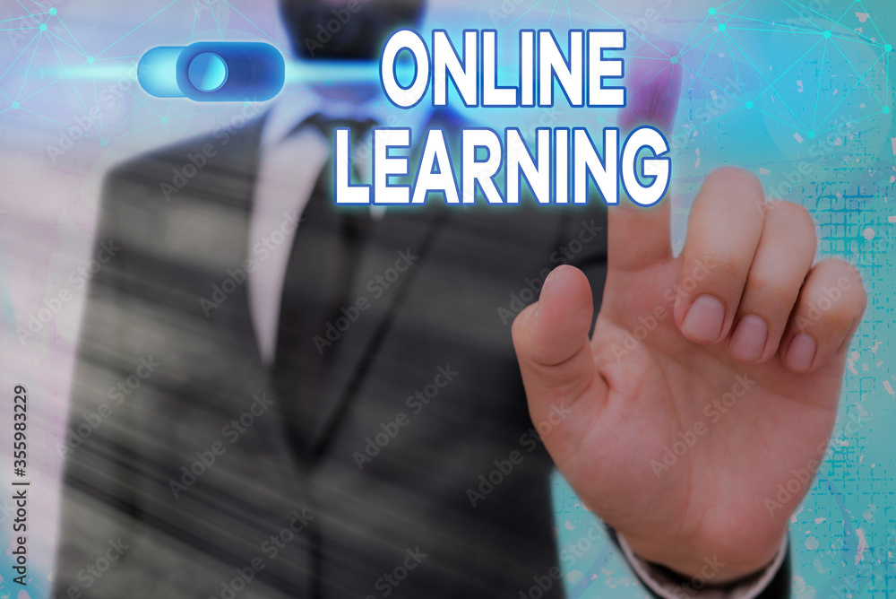Aufkleber conceptual hand writing showing online learning. concept meaning taking a course that can be accesse