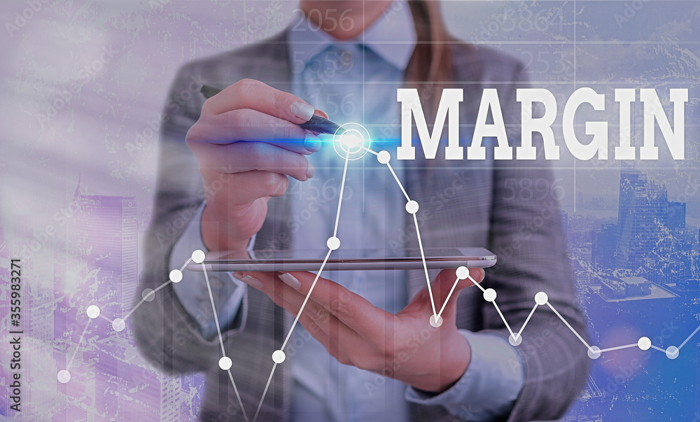 Poster conceptual hand writing showing margin. concept meaning extra amount of something that can be used a