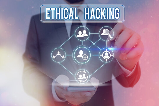 Word writing text Ethical Hacking. Business photo showcasing a legal attempt of cracking a network for penetration testing