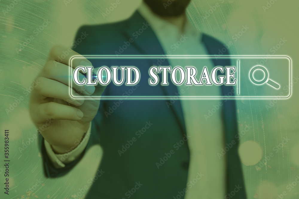 Poster word writing text cloud storage. business photo showcasing computing connect devices to cloud data o