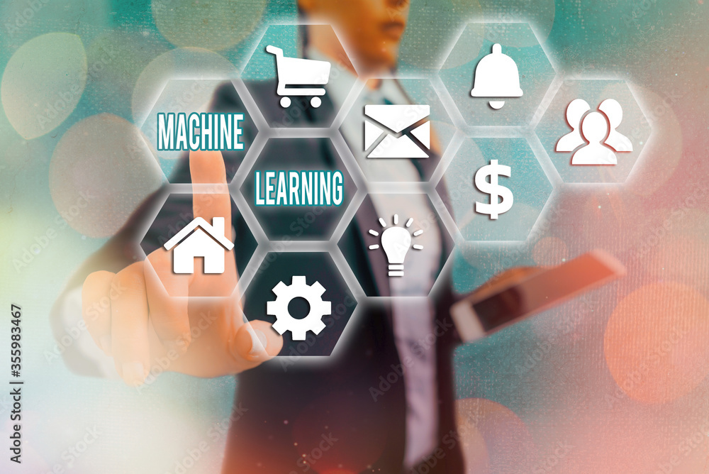 Poster word writing text machine learning. business photo showcasing the concept that a computer can learn 