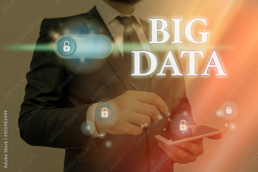 Poster text sign showing big data. business photo text dealing with the accessibility of extremely large de