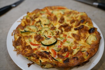 Egg frittata, goat's cheese, parmesan.