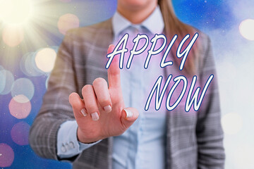 Handwriting text writing Apply Now. Conceptual photo urging everybody to send an application letter...