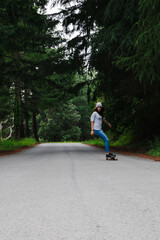 Woman skating downhill