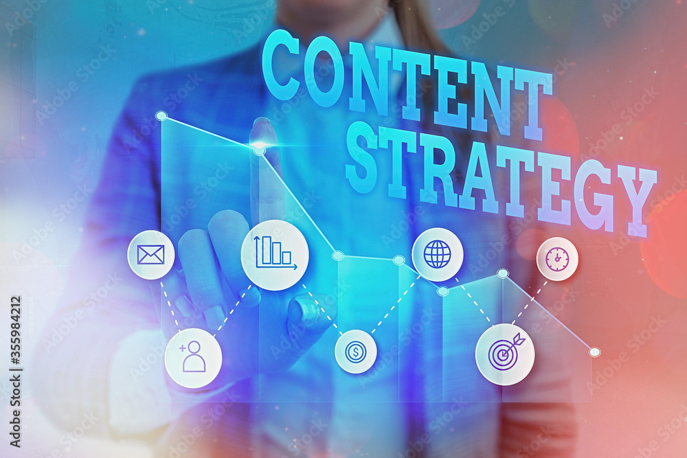 Poster writing note showing content strategy. business concept for important marketing approach distributed