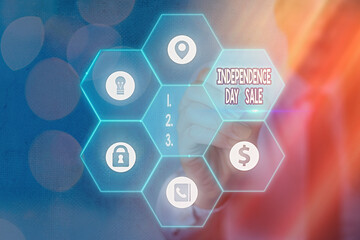 Handwriting text writing Independence Day Sale. Conceptual photo Anniversary Bargain Celebration of Freedom of the Republic