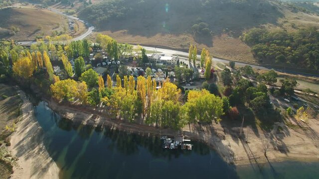 Drone vision of Lake Jindabyne in Australia's Snowy Mountain region, shot using Inspire 2 with X7 camera. Perfect conditions with amazing reflections across the afternoon. Very glassing from above.
