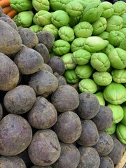 Bulk beets in the supermarket.