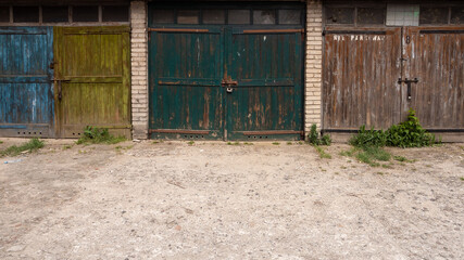 Colorful wooden garage doors