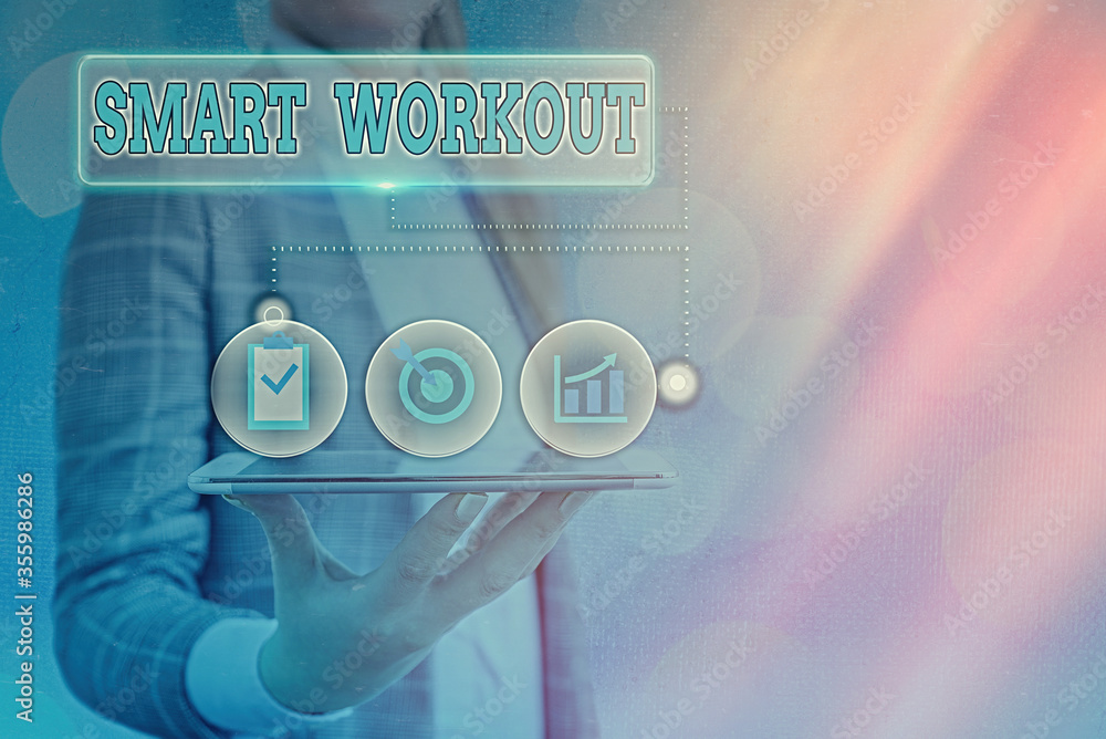 Poster text sign showing smart workout. business photo text properlydesigned exercise to maximize the muscl