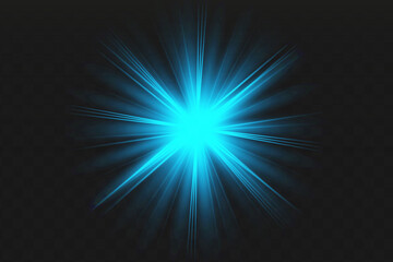 Obraz premium Blue glowing lights effects isolated on background. Glow light effect.